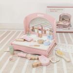 Wooden Glam Haven: Makeup Dressing Table and Simulation Cosmetic Set for Girls