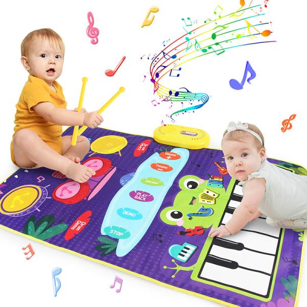 2-in-1 Musical Playmat: Piano Keyboard & Jazz Drum Fun for Kids!