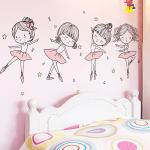 Ballet Dancer Girl Wall Stickers - DIY Flowers and Plants Decals