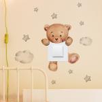 Cute Cartoon Bear Star Switch Sticker - Kid's Room and Home Decor