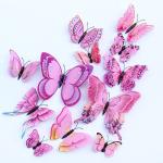 Elegant Double Layer Butterflies Wall Stickers - 3D - 12 Pcs