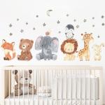 Adorable Watercolor Cartoon Africa Animals Wall Stickers