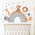 Adorable Watercolor Cartoon Africa Animals Wall Stickers