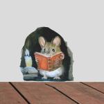 Playful Cartoon Mouse Reading Wall Sticker - Removable Decor