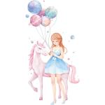 Starry Girl Unicorn Wall Stickers - Removable Vinyl Decals for Kids' Rooms