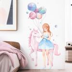 Starry Girl Unicorn Wall Stickers - Removable Vinyl Decals for Kids' Rooms