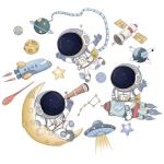 Spaceship Wall Sticker: Astronauts, UFOs, Galactic Adventure