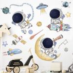 Spaceship Wall Sticker: Astronauts, UFOs, Galactic Adventure