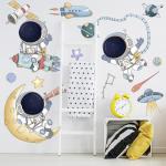 Spaceship Wall Sticker: Astronauts, UFOs, Galactic Adventure