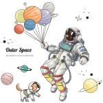 Outer Space Astronaut Wall Sticker for Kids' Rooms and Nursery