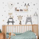 Nordic Cartoon Animals Wall Stickers - Kids' Room Decoration