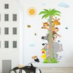 Animal and Coconut Tree Wall Sticker - Kids' Room Decor