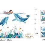 Cartoon Girl Whales Wall Sticker - DIY Seagrass Decals