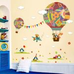 Colorful Hot Air Balloon Animal Nursery Wall Sticker