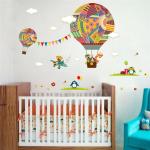 Colorful Hot Air Balloon Animal Nursery Wall Sticker