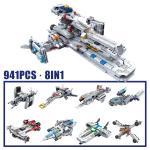 Space Battleship Aircraft Fighter Building Blocks - 8-in-1 Set, 941pcs