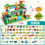 Race Tracker Marble Run Building Blocks - 74-404PCS of Thrilling Racing Fun for Kids