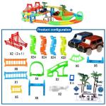 2-in-1 DIY Race Track Car Set: Create Your Own Railway with LED Light Race Cars