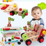 Wooden DIY Nut Building Block Repair Toy - Creative Construction for Kids