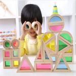 Wooden Rainbow Building Blocks - Colorful Educational Toy for Kids