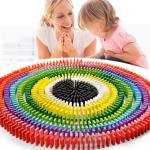 Rainbow Wooden Domino Building Blocks Set - 240PCS for Creative Play