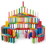 Rainbow Wooden Domino Building Blocks Set - 240PCS for Creative Play