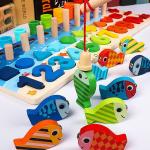 Interactive Math Fishing Wooden Puzzles for Kids' Education