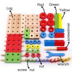 Kids Wooden Screwing Blocks Montessori Puzzle Toy