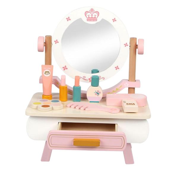 Enchanted Beauty: Wooden Princess Vanity Table with Makeup Accessories