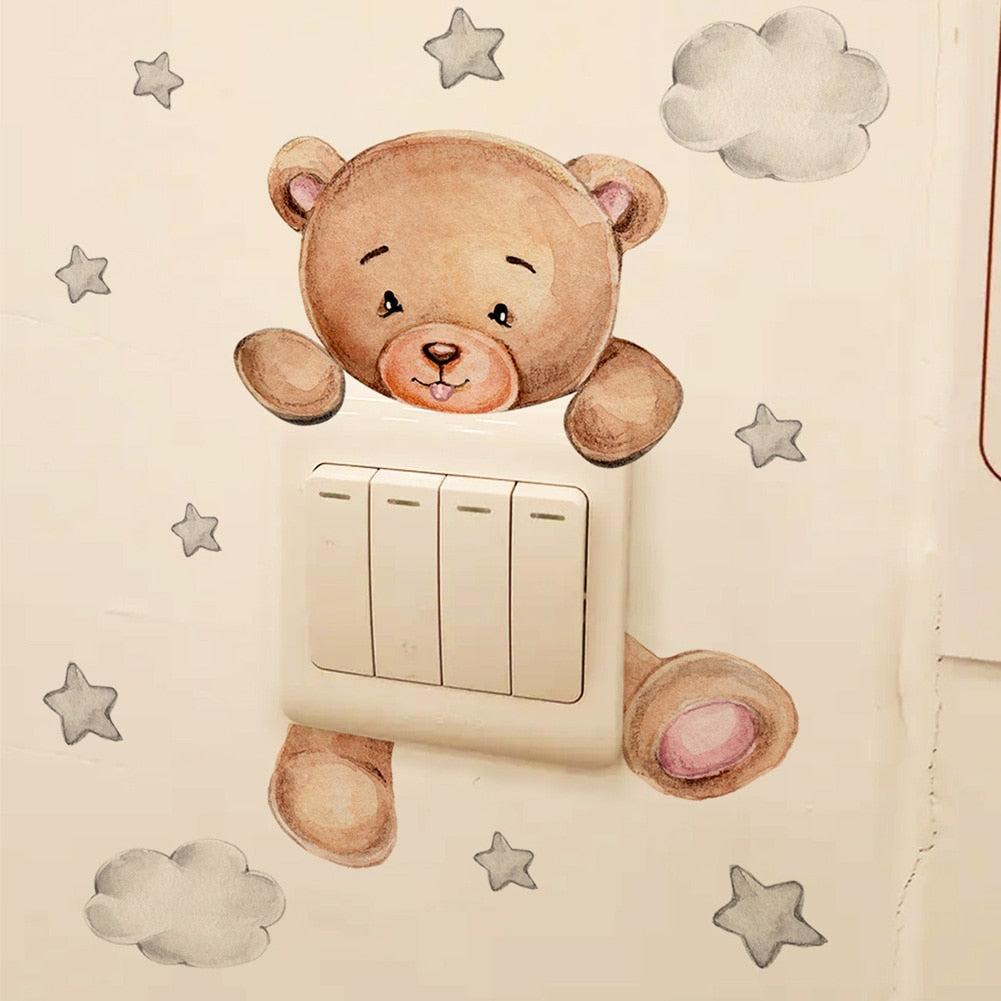 Cute Cartoon Bear Star Switch Sticker - Kid's Room and Home Decor