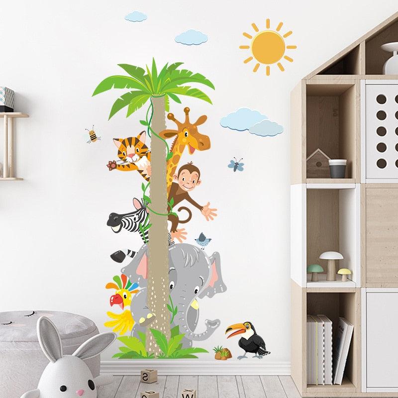 Animal and Coconut Tree Wall Sticker - Kids' Room Decor