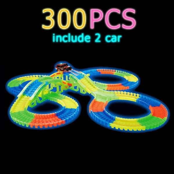 Race Tracker Glow Set - 5 LED Light Track Car with Flexible Design