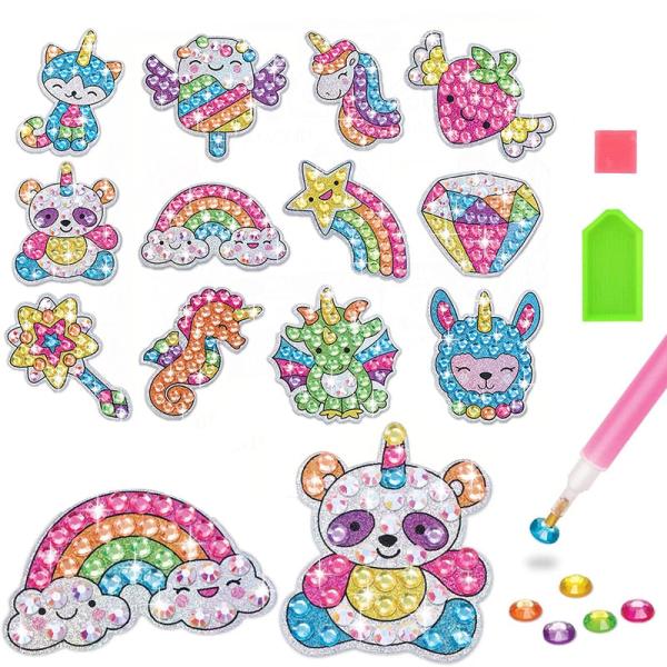 Creative Sparkle: Kids' Diamond Gem Art Kit with 12 Stickers