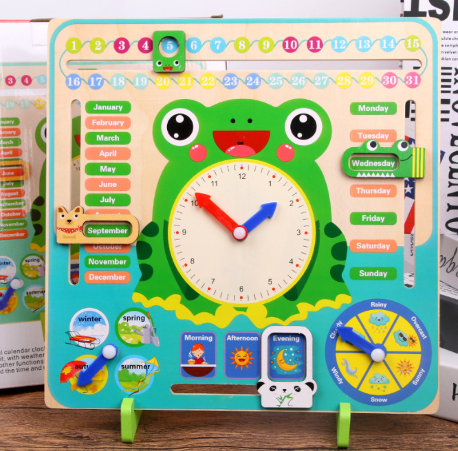 Time Cognition Exercise with Frog Clock Toy - Month Memory Fun