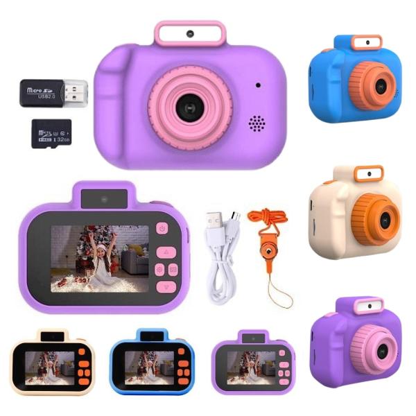 HD Dual-Camera Kids Camera - 2-Inch IPS Screen, USB Charging, Lanyard Included