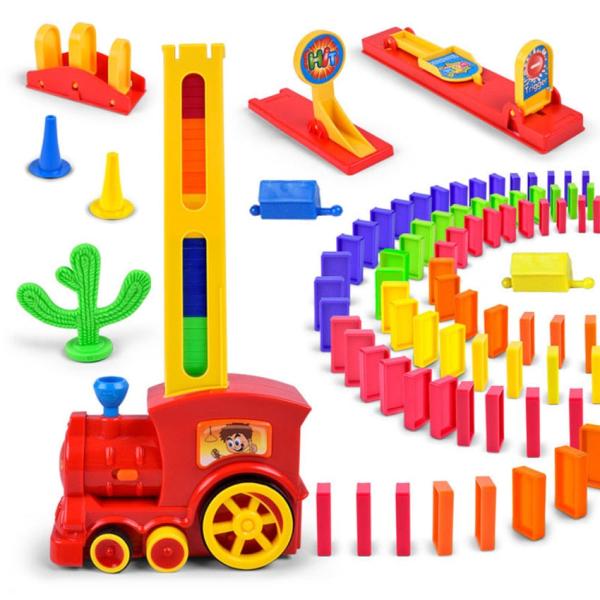 Motorized Domino Train Car Building Blocks Set - Fun Domino Run Toy