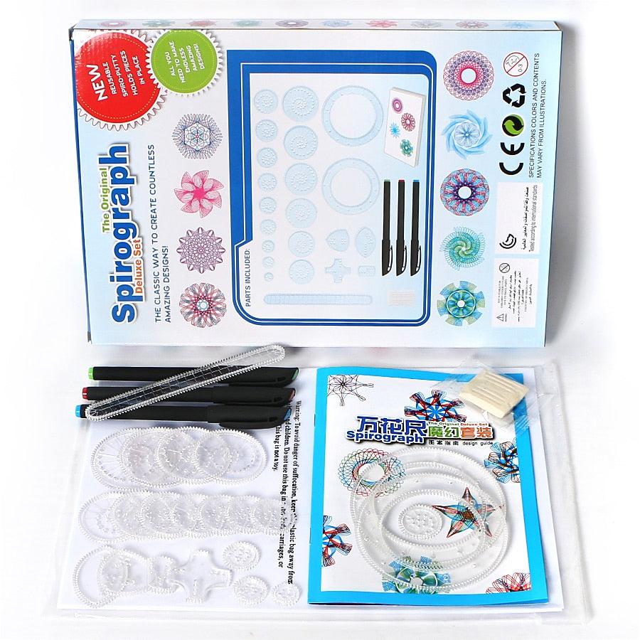 Colorful Spirograph Drawing Set: Interlocking Gears and Creative Designs