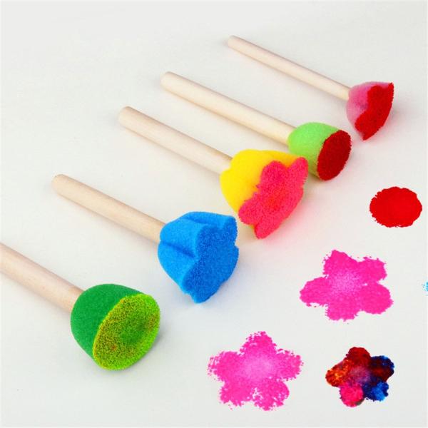 Kids Toddler Sponge Stamp Brush Kits: Flower Drawing Set