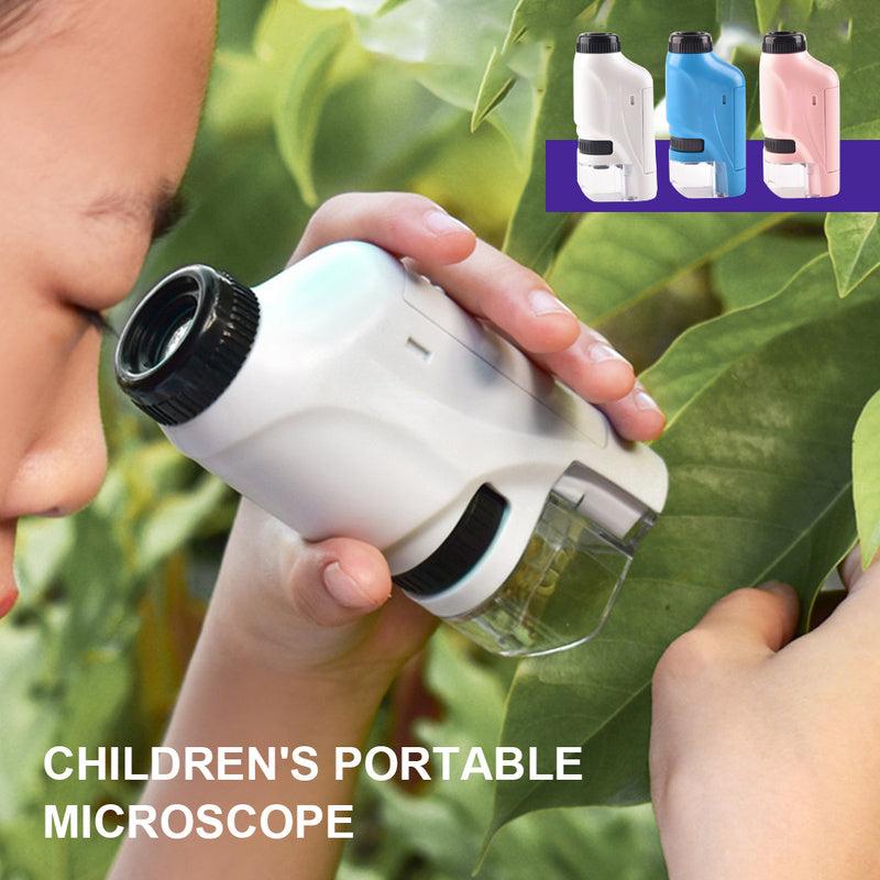 Mini Pocket Microscope Kit - 60-120x Handheld Lab Microscope for Kids