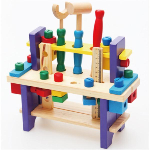 Kids' Multifunctional Wooden Workbench Assembly Toy